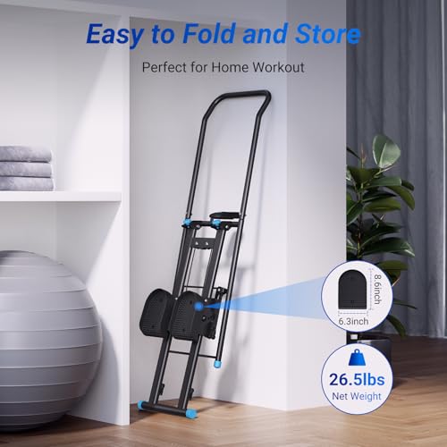 Compact Folding Vertical Climber Machine with Adjustable Handlebar & Pedals C4390