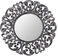 Black and White Floral Wood Wall Mounted Mirror U8055