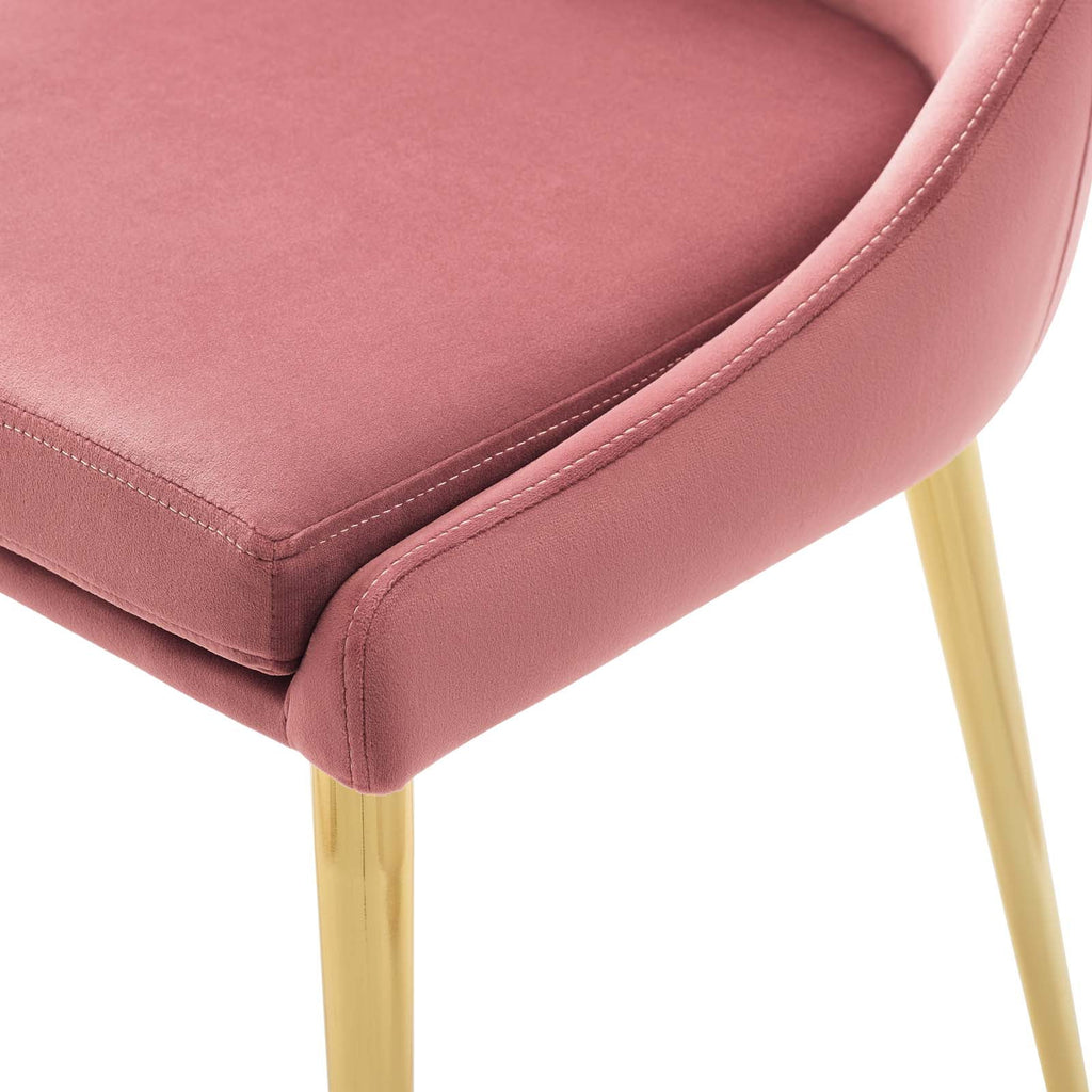 Pink Velvet Fabric Metal Steel Dining Chair X123187