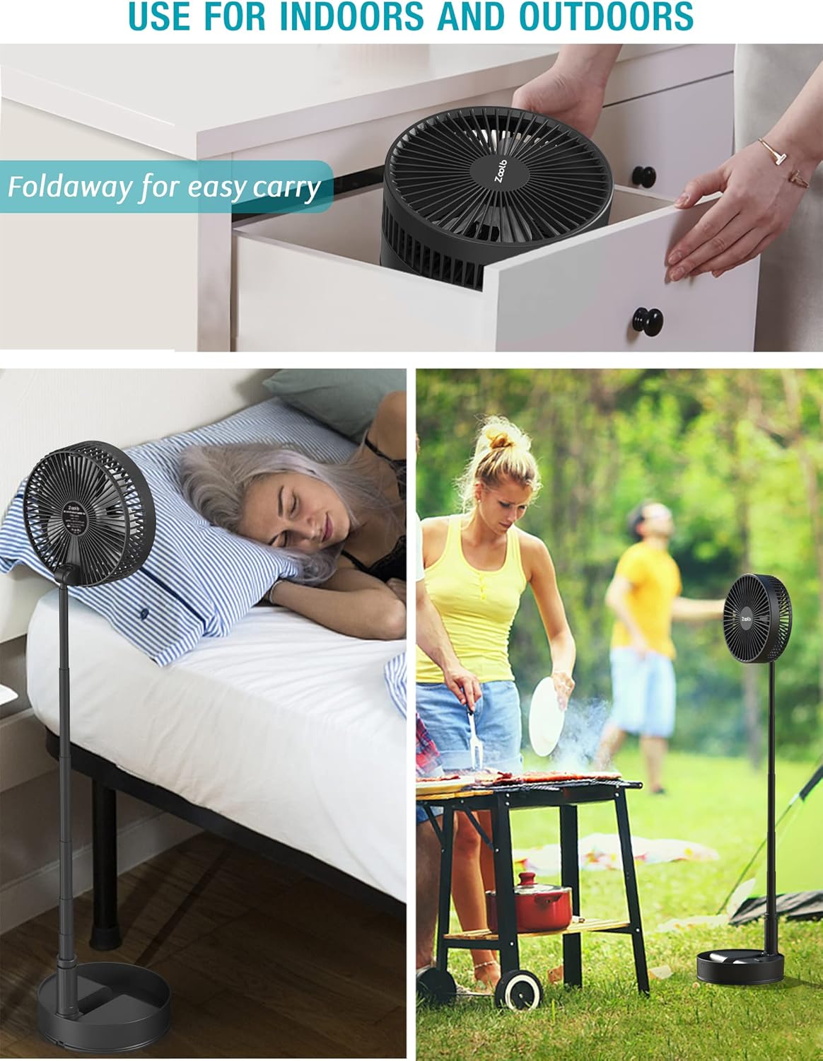 7200mAh Rechargeable Oscillating Portable Standing Fan U17593