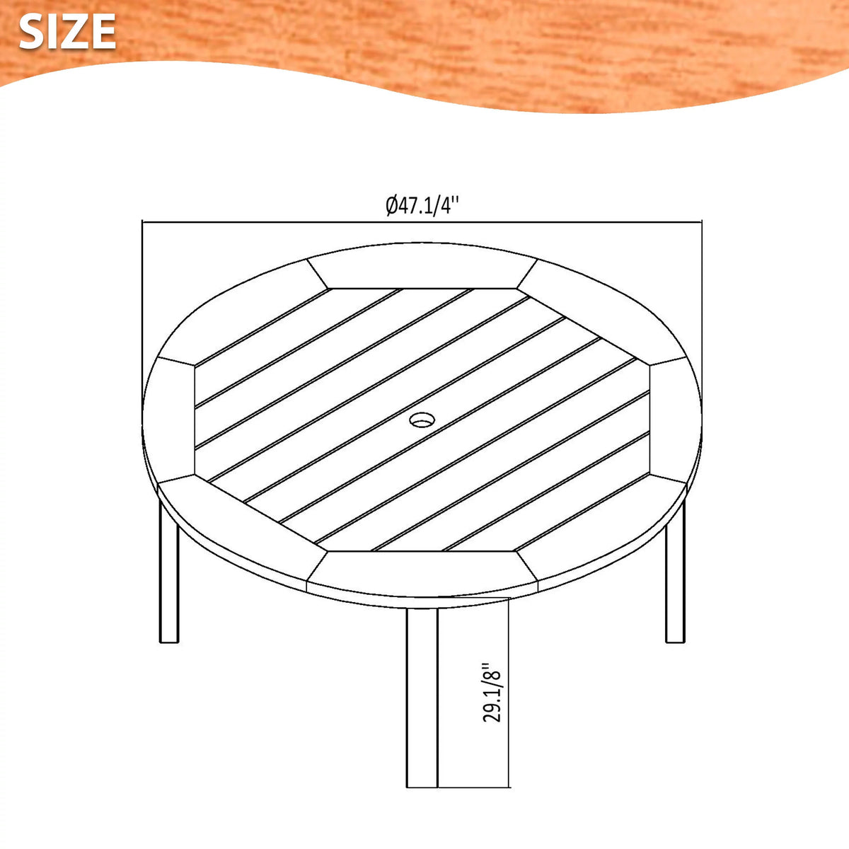 5-Piece Round Eucalyptus Wood Patio Dining Set Q838647