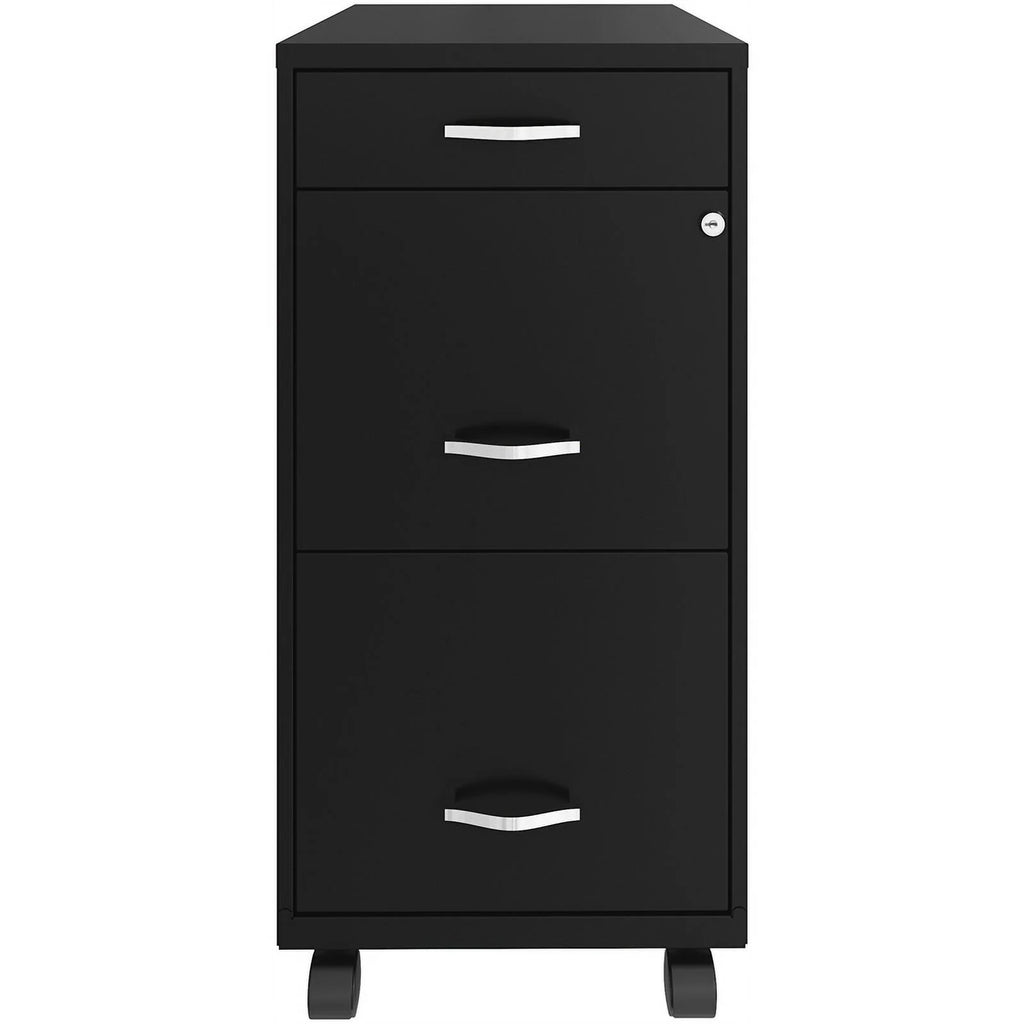 18" Deep 3 Drawer Black Metal File Cabinet R576