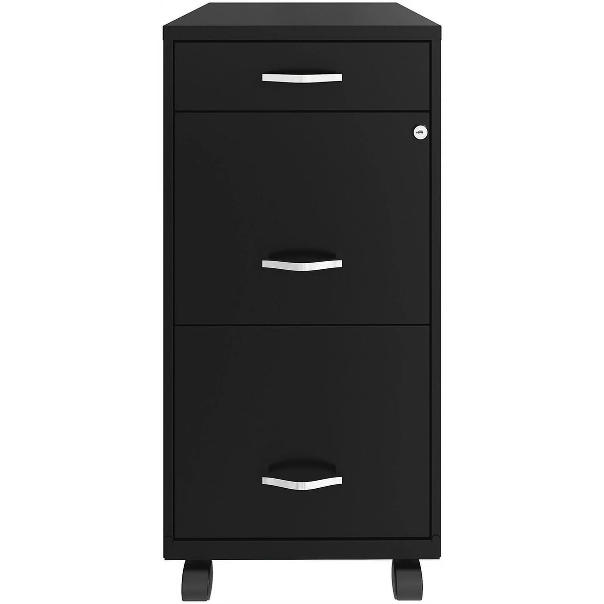 18" Deep 3 Drawer Black Metal File Cabinet R576