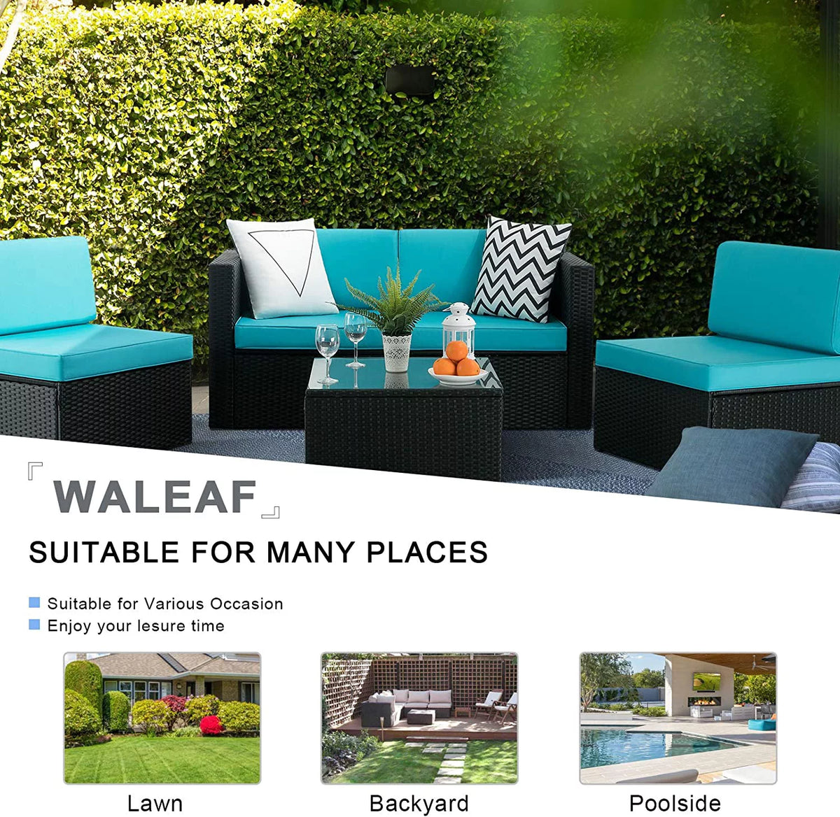 5 Pieces Rattan Wicker Sectional Sofa Set with Table M4362