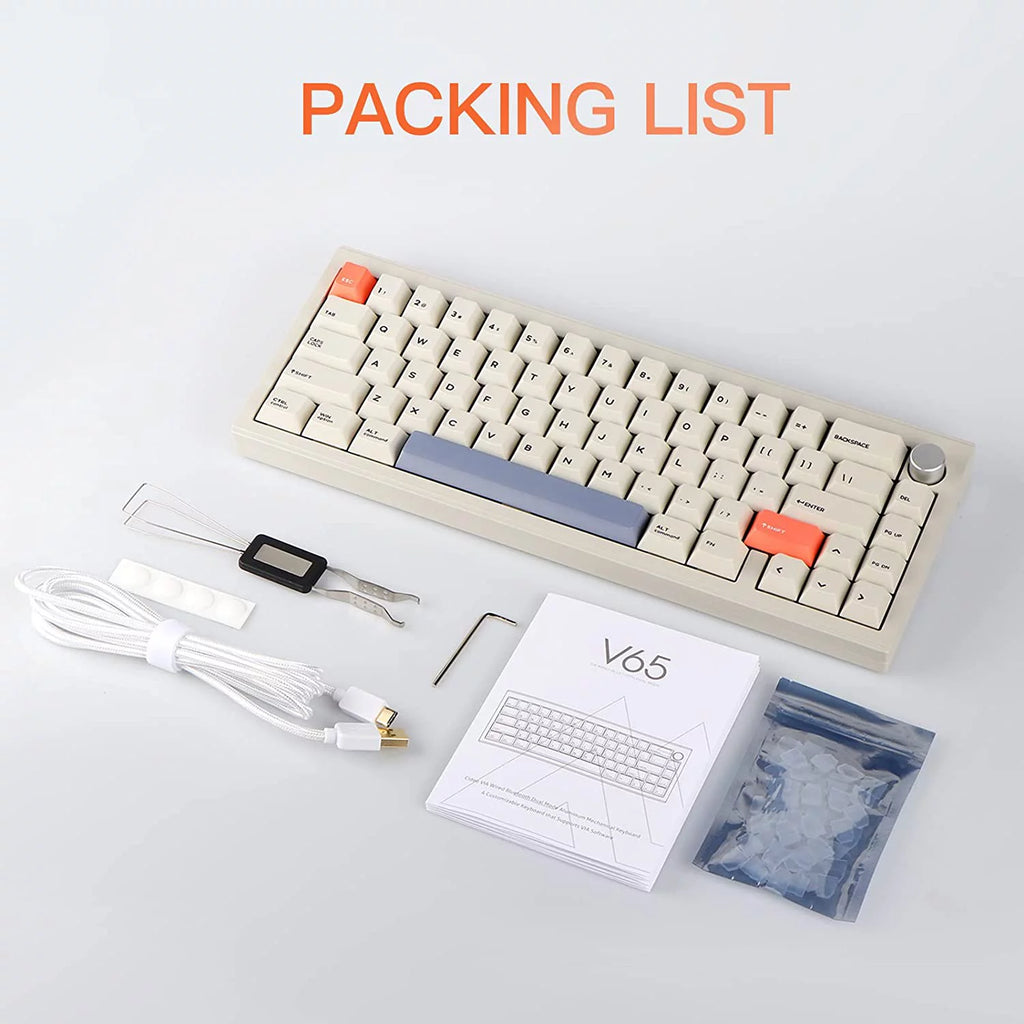 Wireless/Wired Mechanical Keyboard, 65% Hot Swappable Aluminum CNC Casing K5186