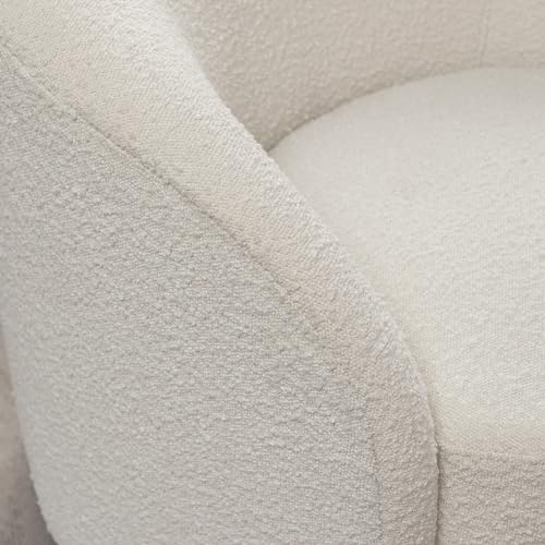 Cream Boucle Swivel Barrel Chair with Round Ottoman Set X614467