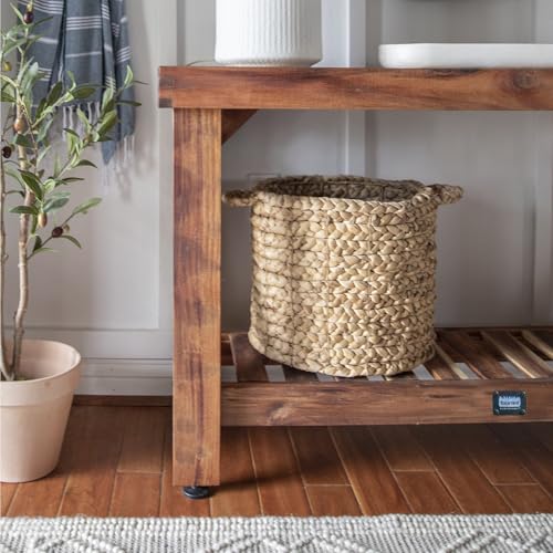 47" Acacia Wood Potting Bench & Serving Bar with Storage Shelf B495
