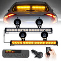 White/Amber LED Emergency Traffic Advisor Strobe Dual Light Bar with Wireless Remote & Control Box, Pack of 2 B4603