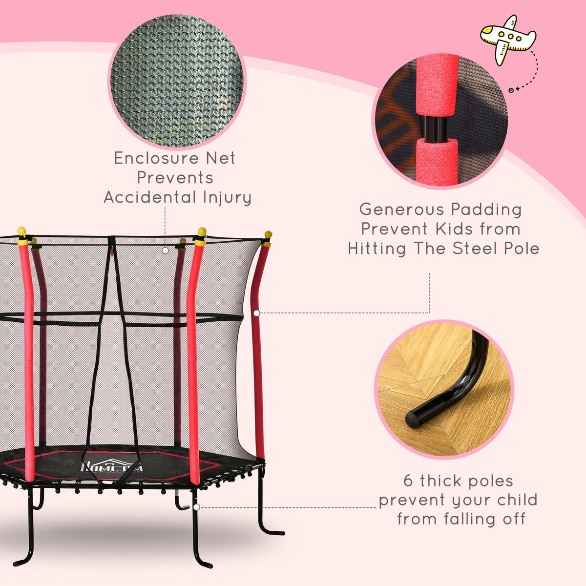 Red Kids Trampoline with Net L4046