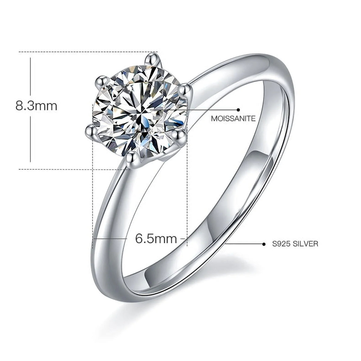 1 Carat Round Cut Moissanite Solitaire Engagement Ring L877346