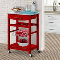 Red Kitchen Island with Stainless Steel Top L235979