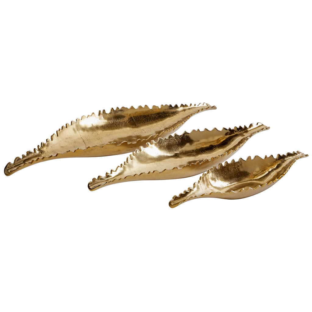 Large Metallic Gold Metal Boat Trays, Set of 3 M70135