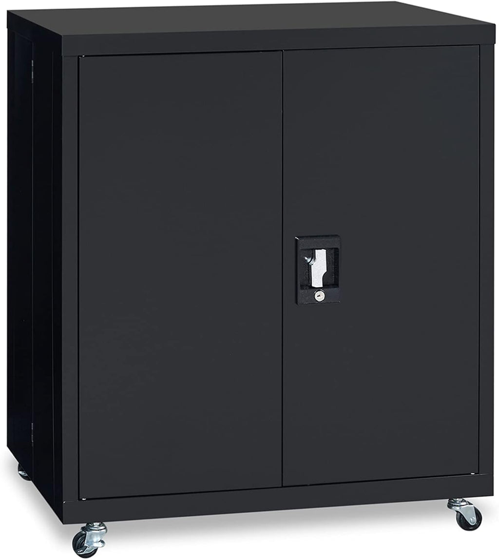 Black Metal Storage Cabinet with 4 Adjustable Shelves and 2 Locking Doors N170194
