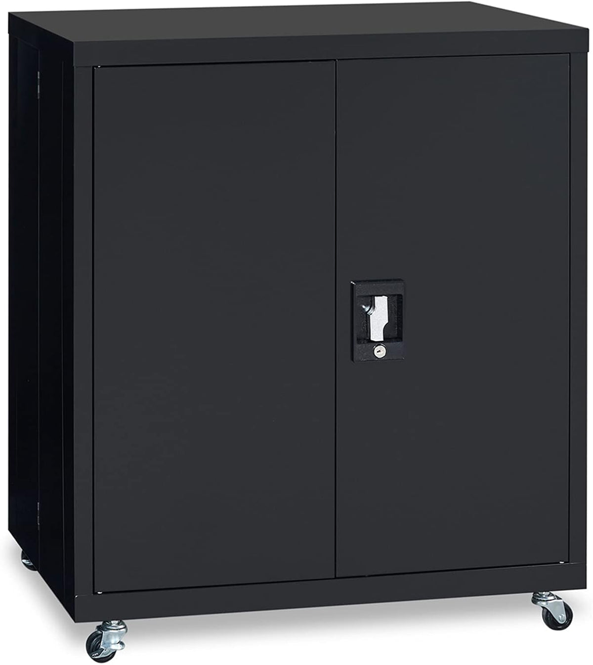 Black Metal Storage Cabinet with 4 Adjustable Shelves and 2 Locking Doors N170194