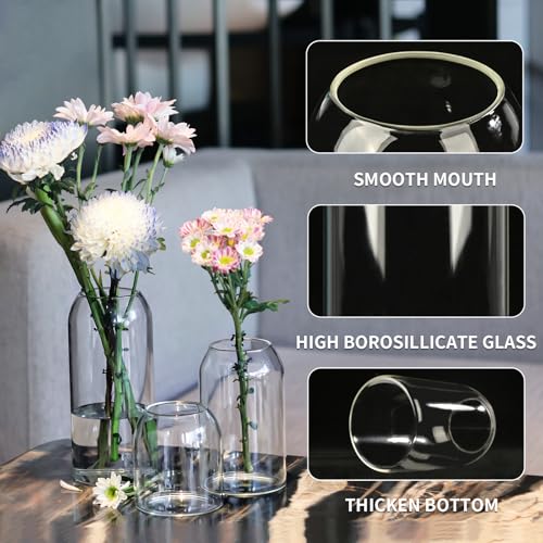 Clear Ribbed Glass Vase, 7.87 Inches M9706