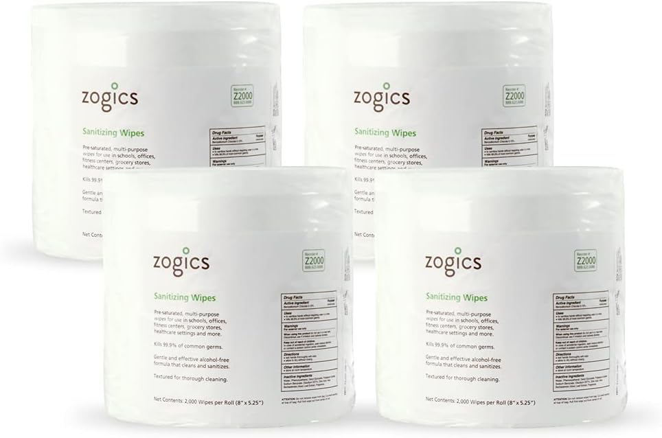 Sanitizing Wipes, 2,000 Wipes per Roll, Case of 4 Rolls U4056