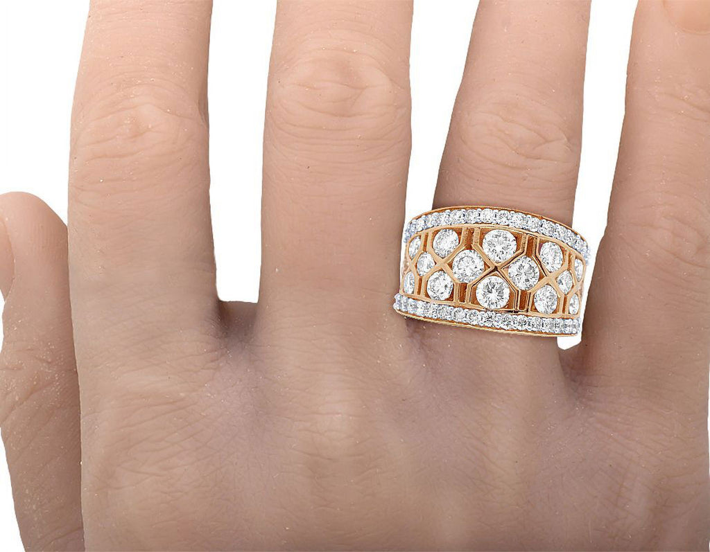 Geometric Mesh Diamond Band Ring L691
