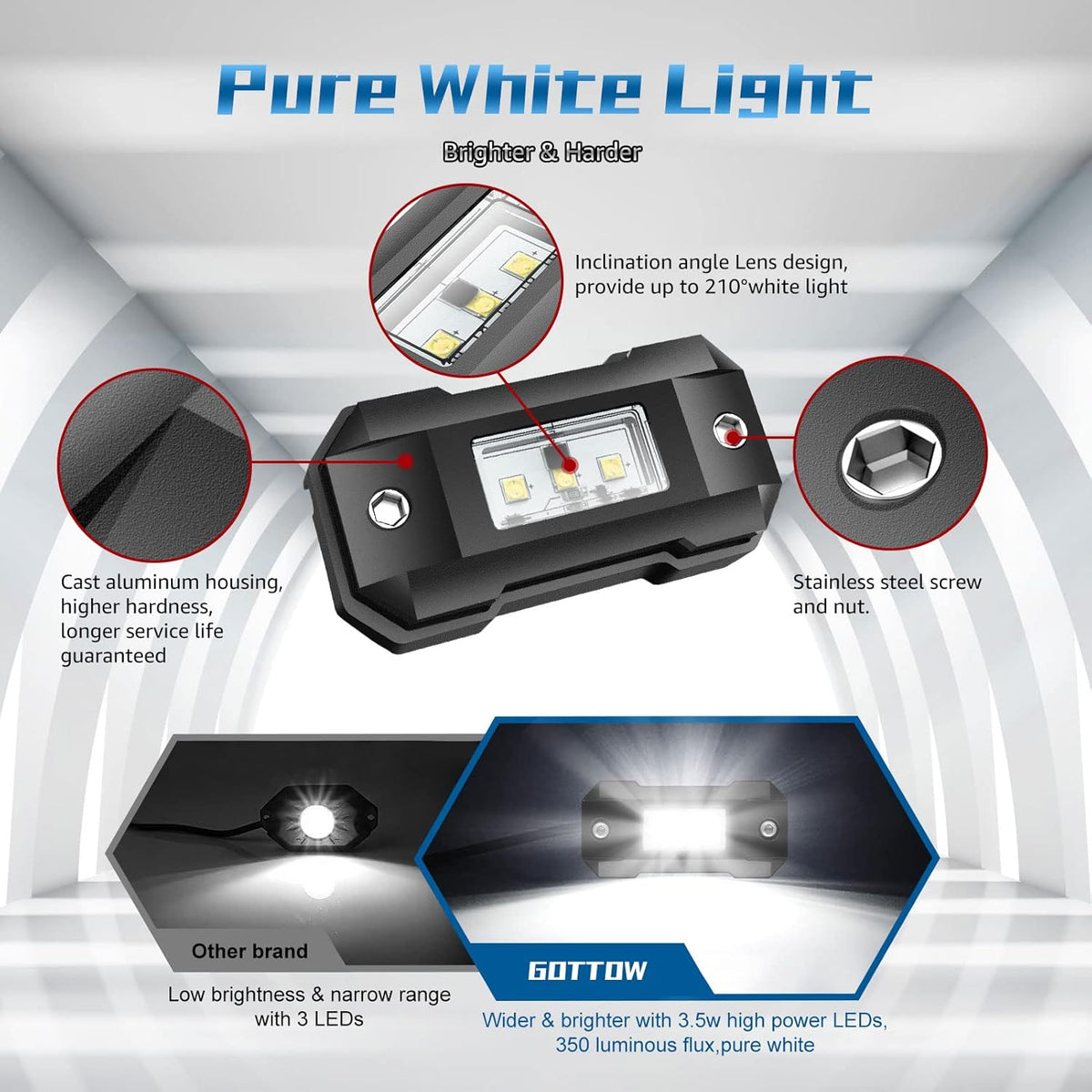 White 8 Pod Waterproof LED Rock Lights H79287