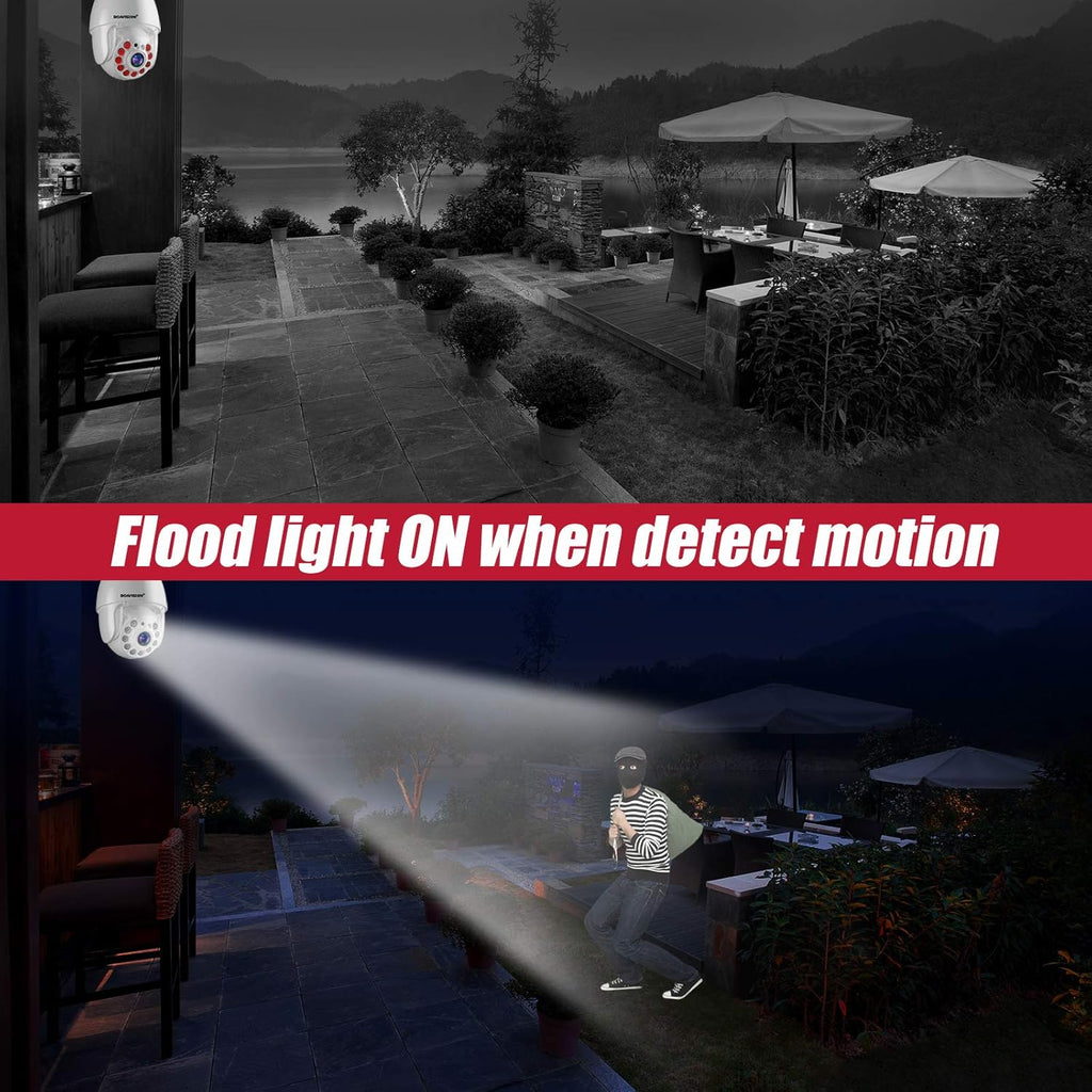 Wireless WiFi IP Camera Outdoor 360° View HD 1080P Full Color Night Vision J398506