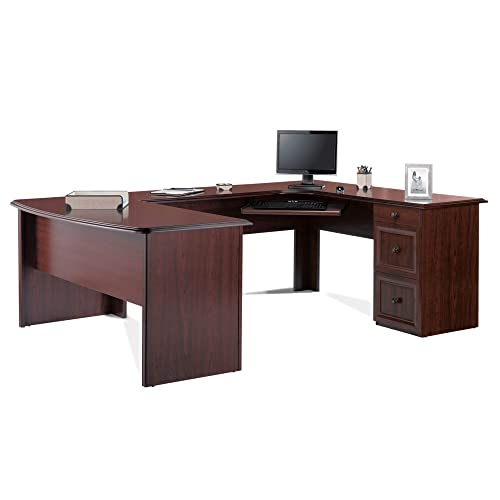 65"W U-Shaped Executive Corner Desk, Cherry R8456