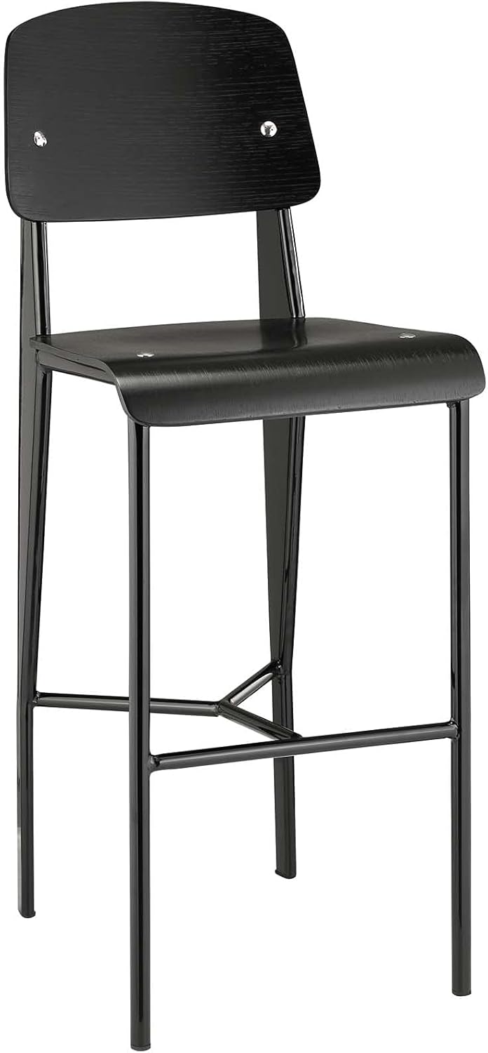 Black Wood and Metal Counter Bar Stool N360451