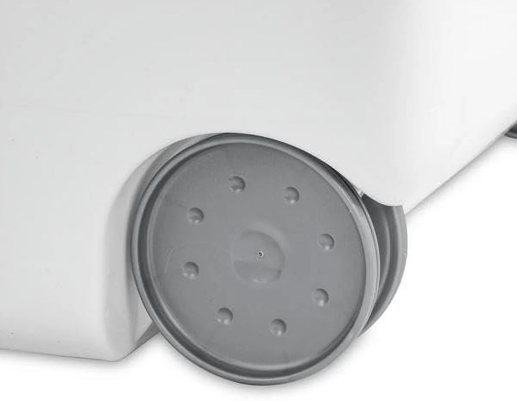 White Wheeled Laundry Hamper with Retractable Handle and Lid V97477