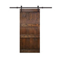 Brown Stained Solid Pine Wood Interior Sliding Barn Door with Hardware Kit M731