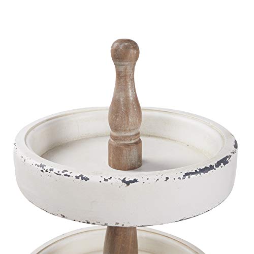 Distressed White 3 Tiered Wood Tray Stand Y53537