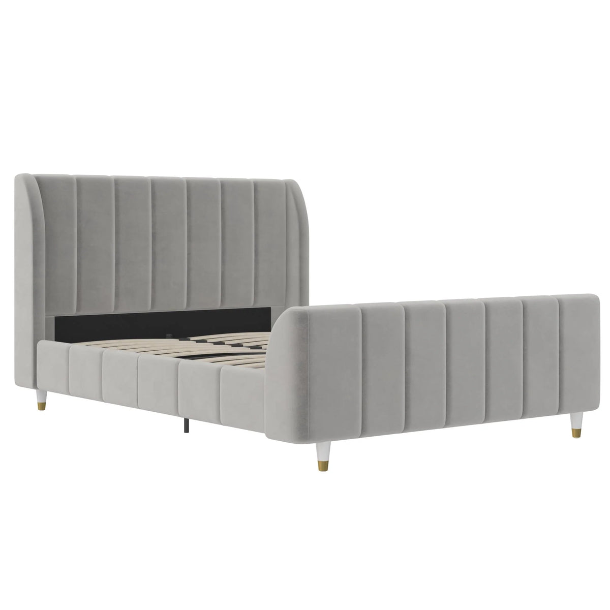 Gray Velvet Full Upholstered Bed F112