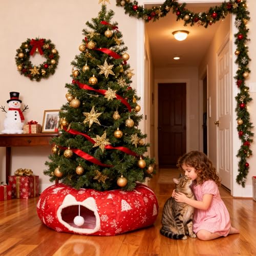 Cat Tunnel Bed Christmas Tree Skirt W1949