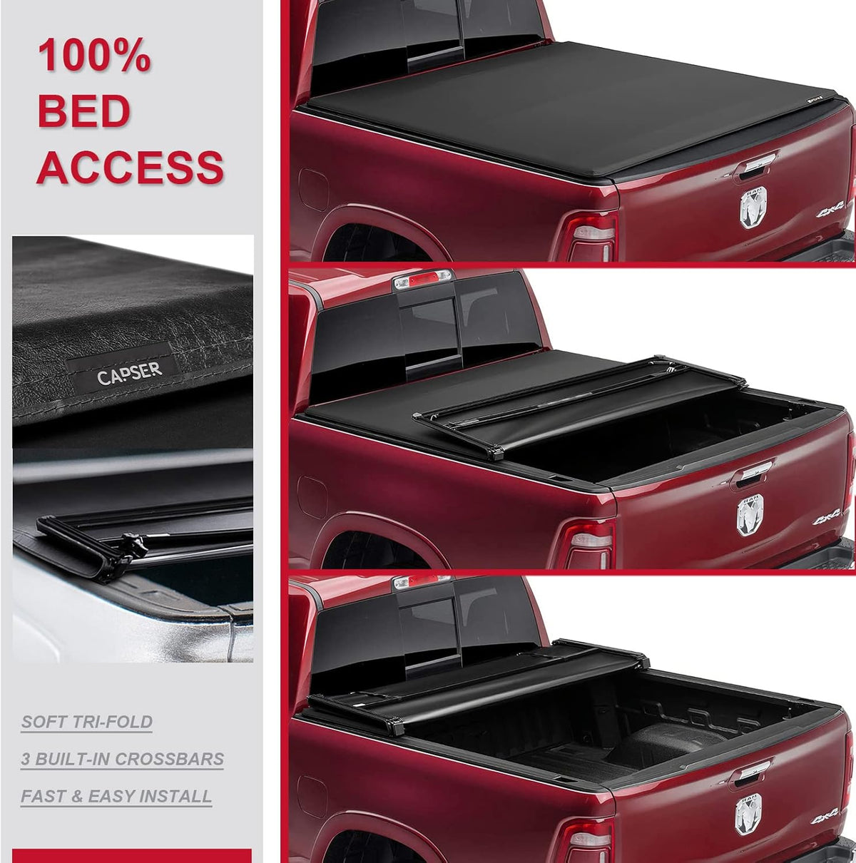 5.7ft Tri-fold Truck Bed Tonneau Cover S517