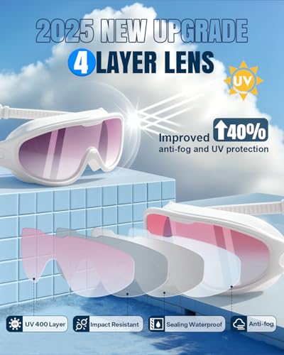 2 Pack Anti Fog UV Wide View Swim Goggles Y8407