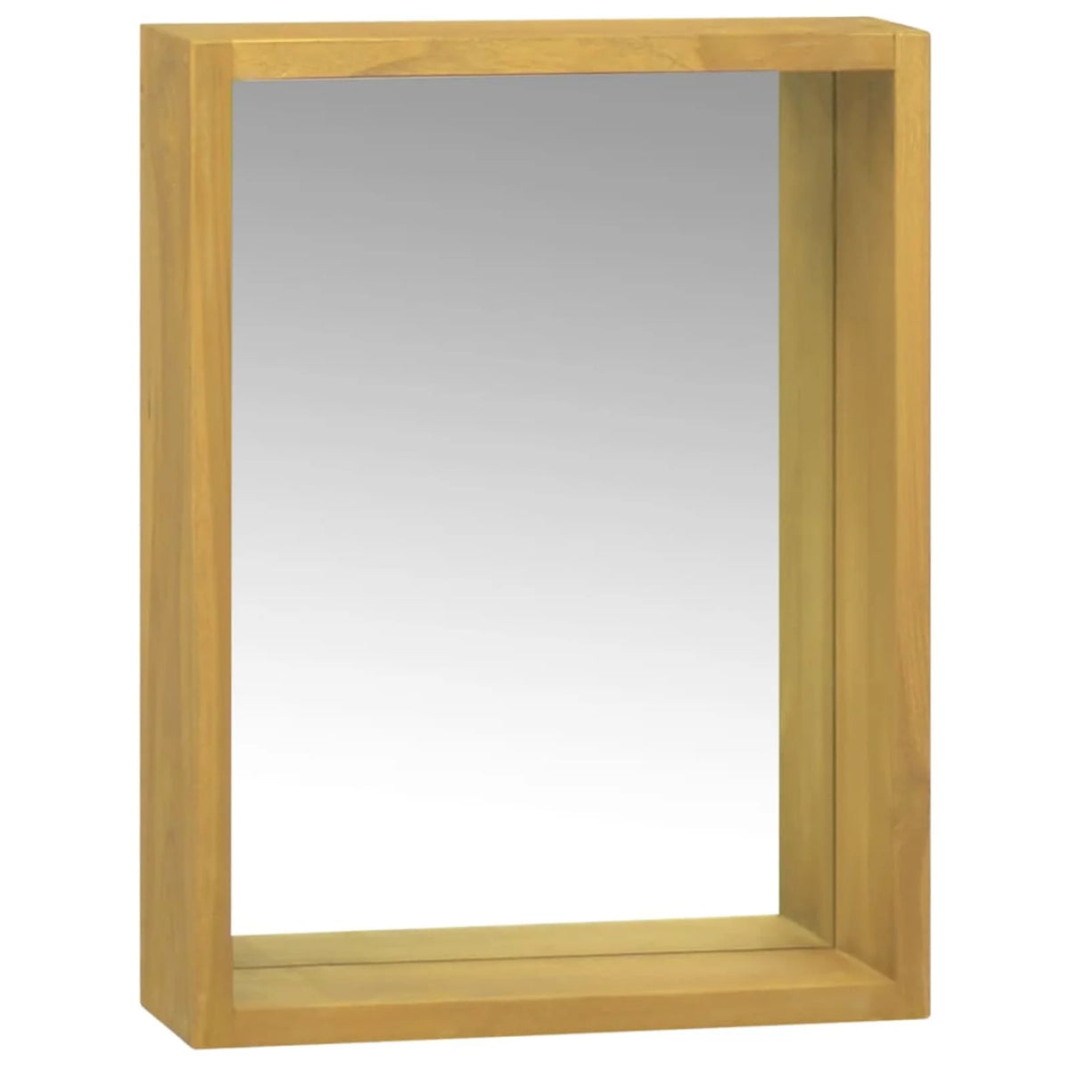 Wall Mounted Teak Wood Mirror Cabinet with Open Shelf N92169