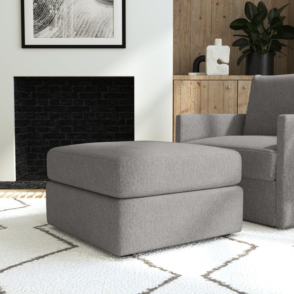Gray Square Bumper Ottoman with Performance Fabric F42573