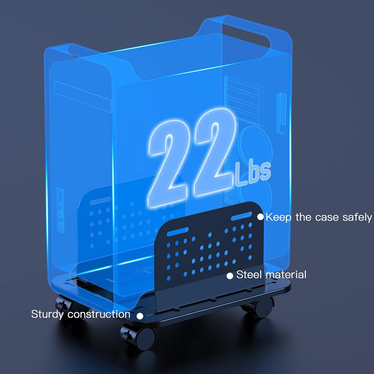 Adjustable Mobile CPU Stand with Locking Caster Wheels V1549