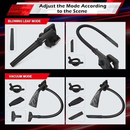 24V Cordless Electric Leaf Blower with 2 Pack Batteries and Charger U12177