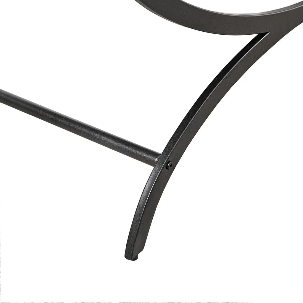 Modern Contrast Rectangular Coffee Table with Black Trestle Metal Base B9388