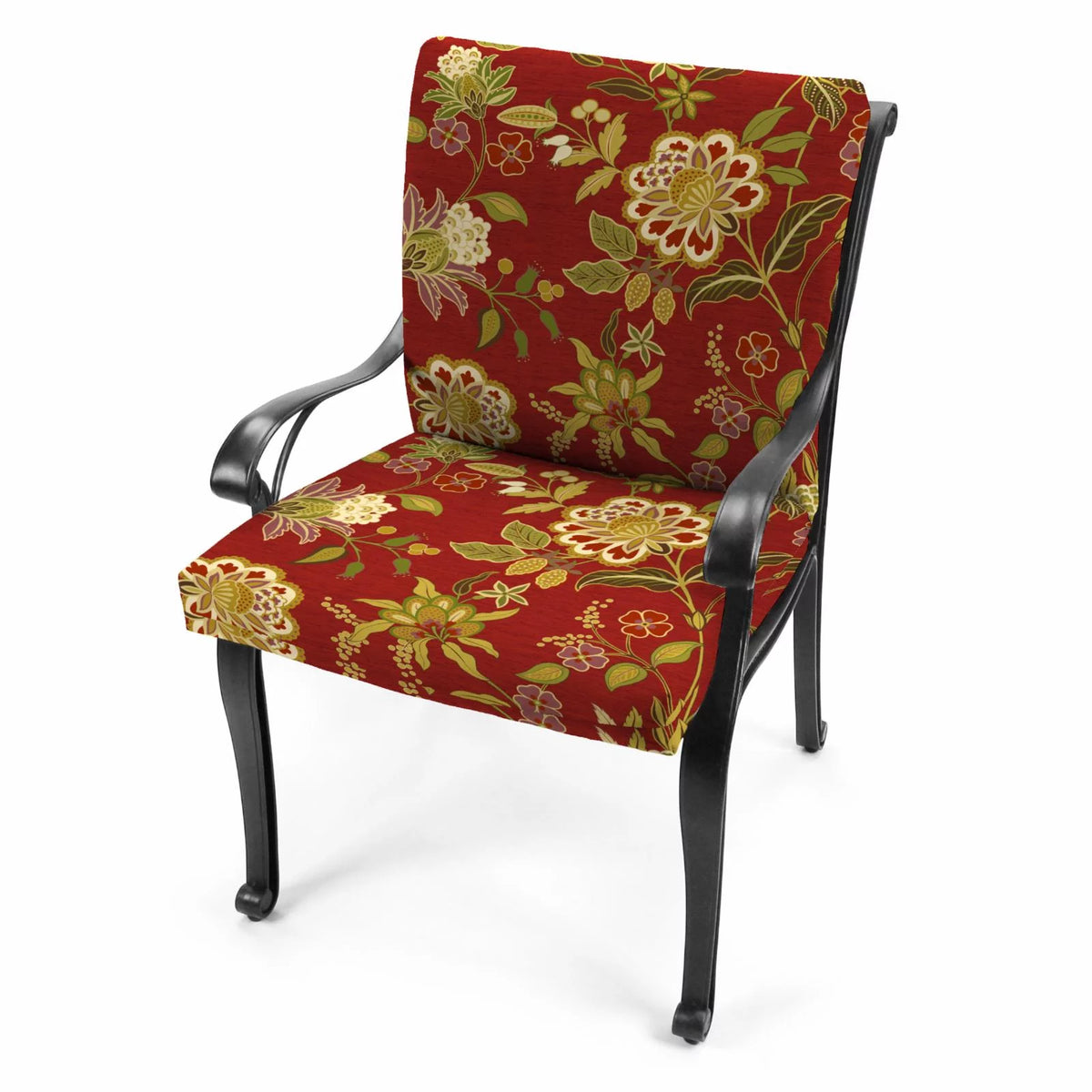 Multicolor Floral Outdoor Chair Cushion with Ties I795195