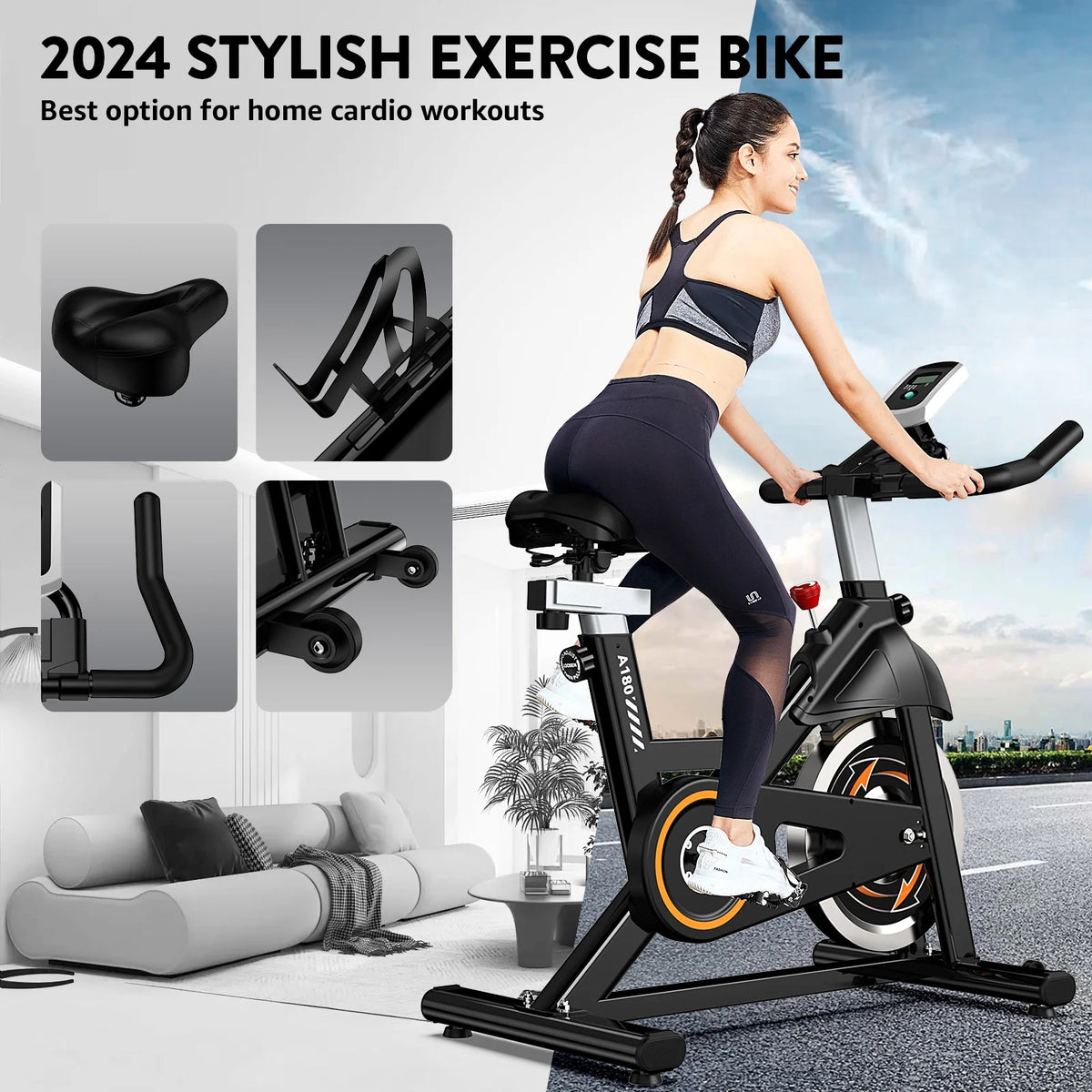 Indoor Cycling Exercise Bike 35 Lbs Flywheel J65860