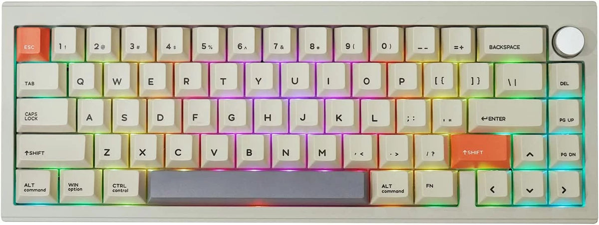 Wireless/Wired Mechanical Keyboard, 65% Hot Swappable Aluminum CNC Casing K5186
