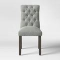 Tufted Dining Chair Gray Wood Finish H4761