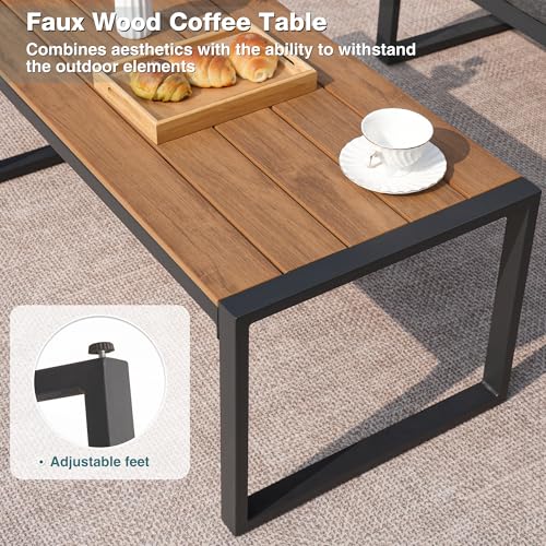 4 Pieces Metal Patio Furniture Set with Coffee Table Y60532