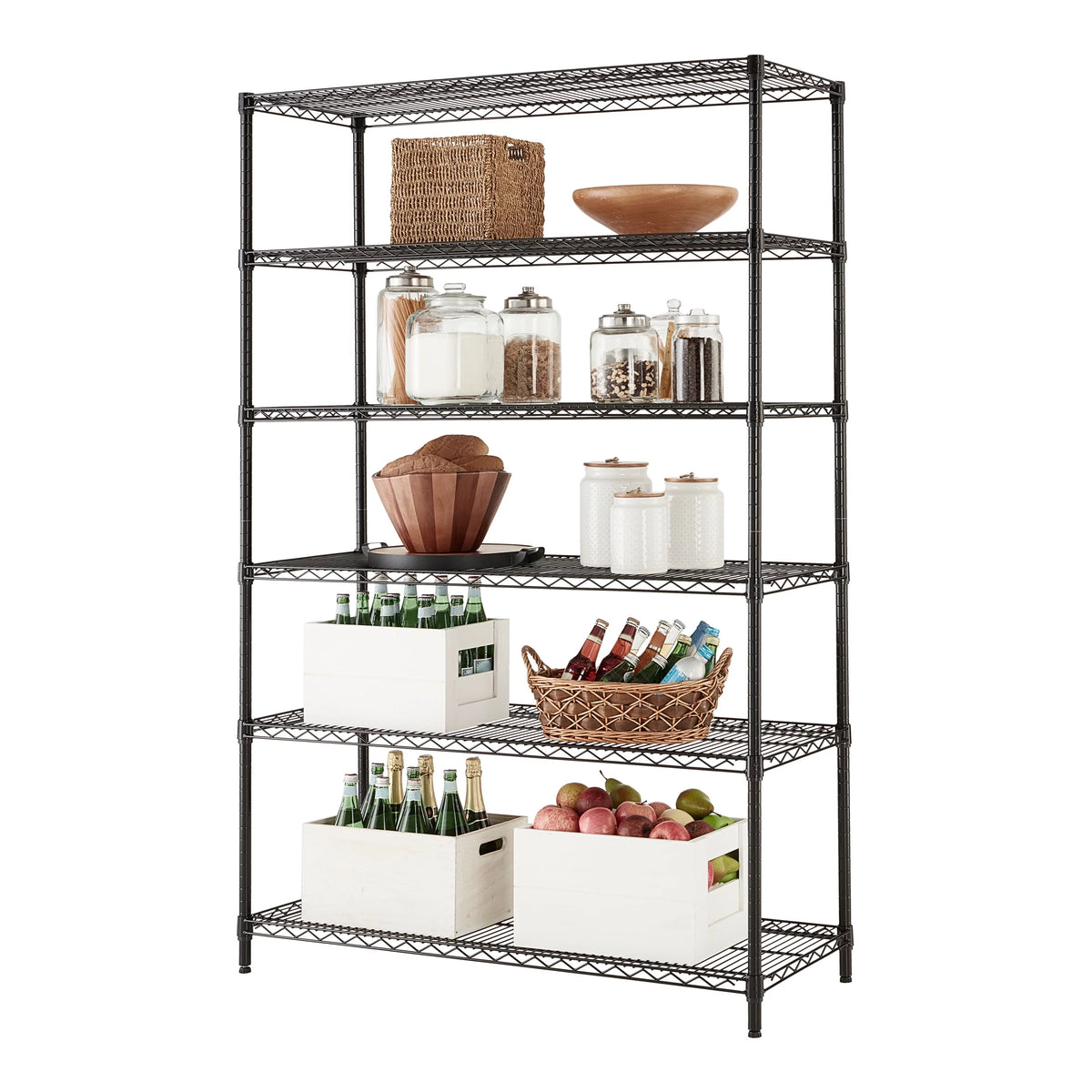 Steel 6-Tier Storage Shelf Unit Black Z604778