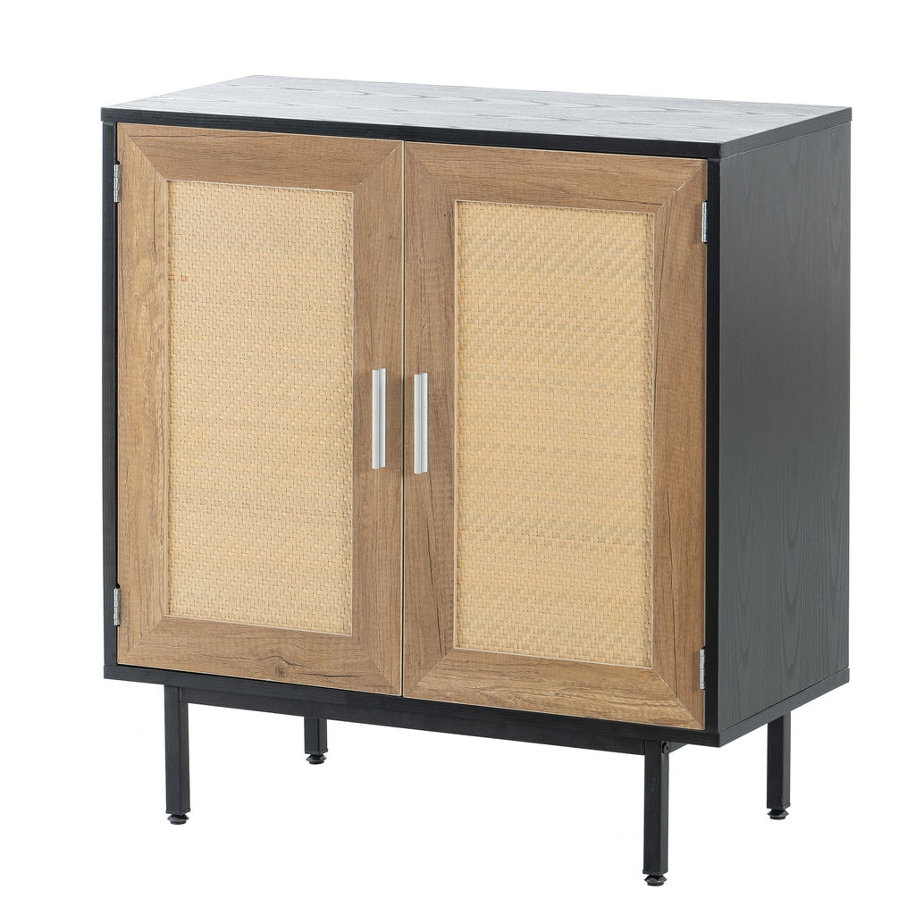 Black Rattan Storage Cabinet with 2 Doors C651
