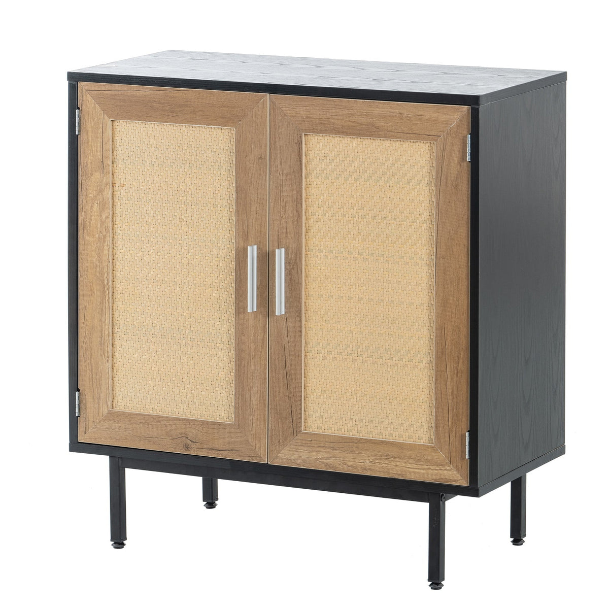 Black Rattan Storage Cabinet with 2 Doors C651