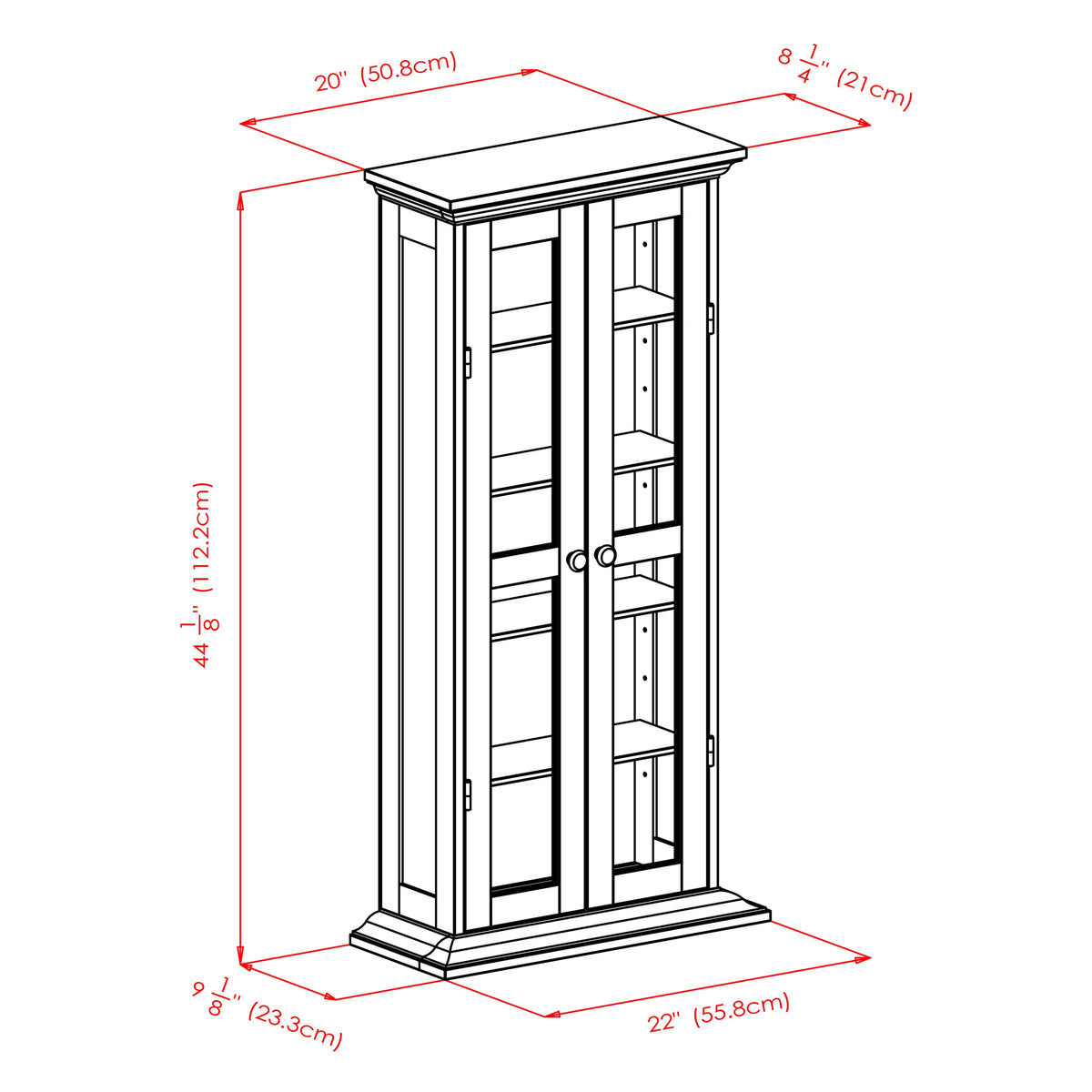 Walnut Finish Wood Media Cabinet K48566