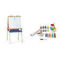Wooden Double-Sided Art Easel with Dry-Erase Board, Chalkboard & Paper Roller Y1054