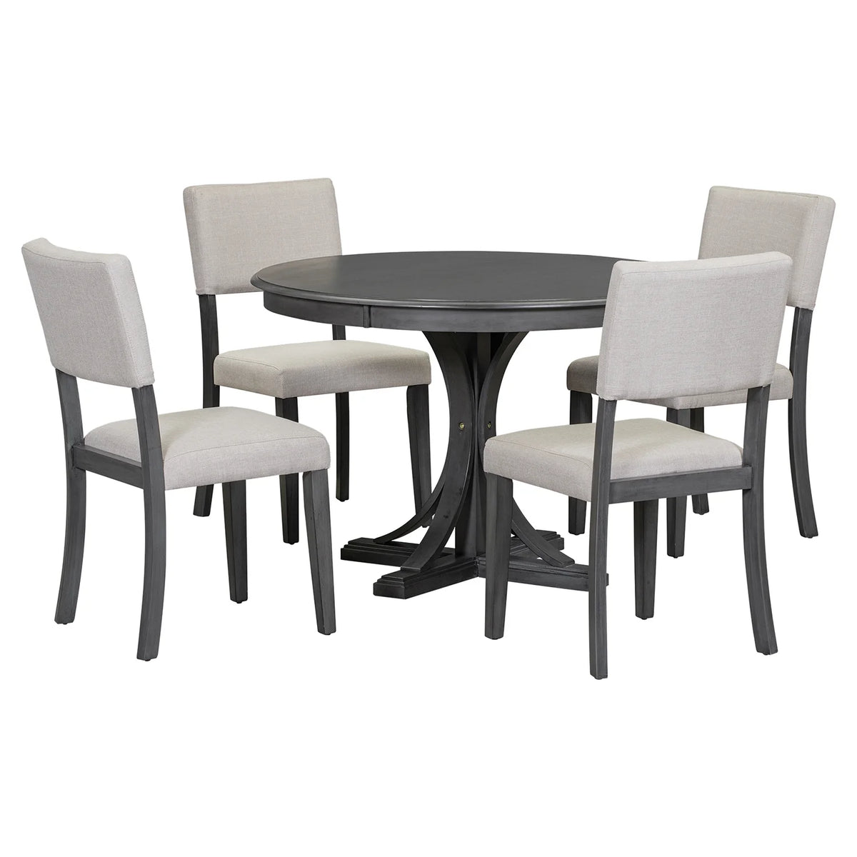 5 Piece Round Dining Table Set with 4 Upholstered Chairs B285