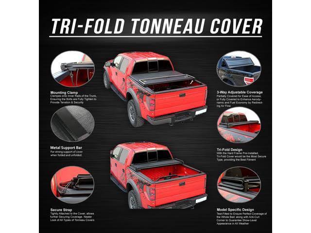 Soft Tri-Fold Tonneau Cover for 15-19 F150 5.5ft Fleetside Bed S3521