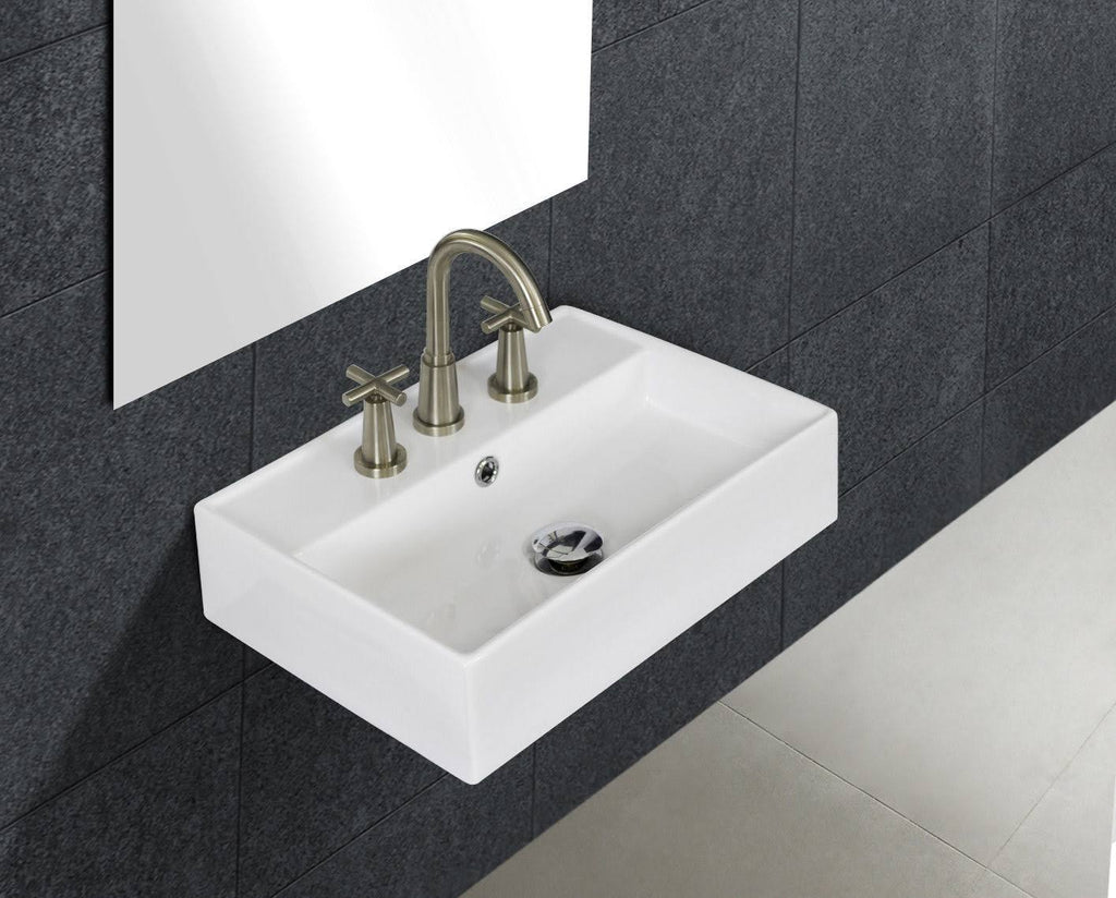 Wall Mount Rectangle Vessel in White H3366